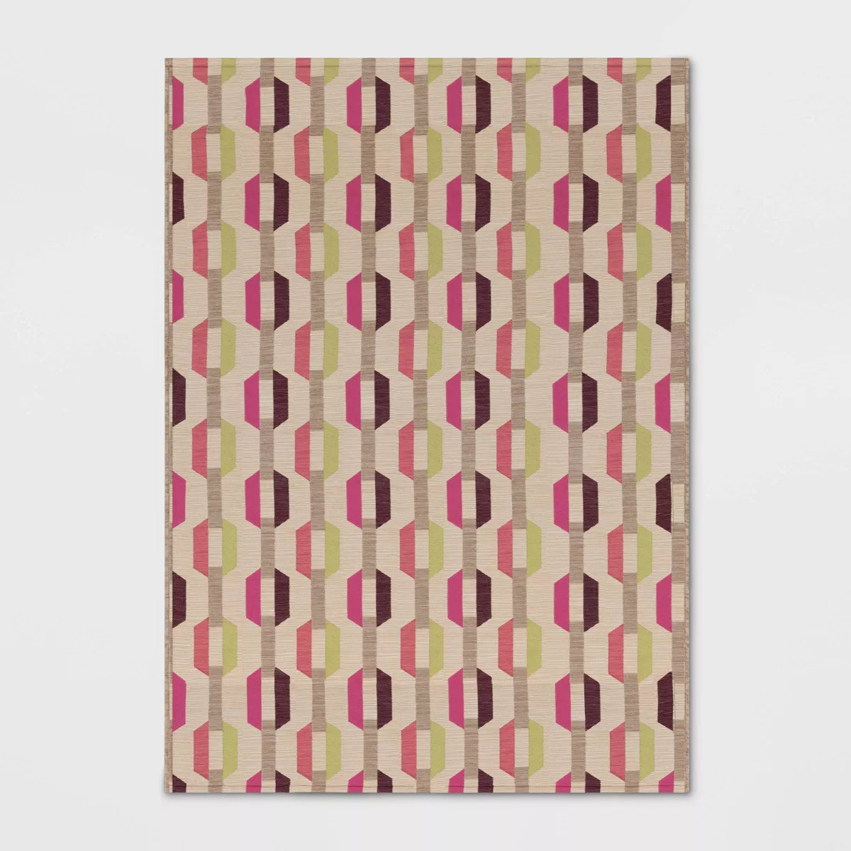 7'x10' Geometric Chains Outdoor Area Rug Pink/Green - Threshold™ | Target