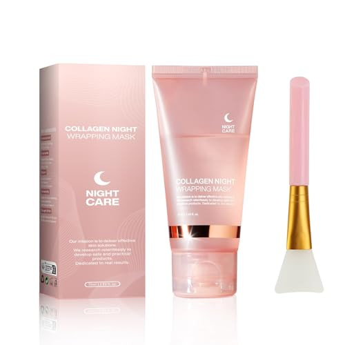 JALAWEF Collagen Night Wrapping Mask, Overnight Hydration Elasticity Firming Skin Collagen Facial Treatment Mask, Reduce Sagging and Dullness for Glassy Glowing Skin. (Pack With Brush) | Amazon (US)