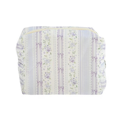 Unique Bargains Lightweight Bow Makeup Bag 1 Pc Purple Bow Floral Pillow Bag | Target