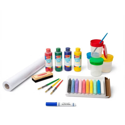 Melissa & Doug Easel Accessory Set - Paint, Cups, Brushes, Chalk, Paper, Dry-Erase Marker | Target