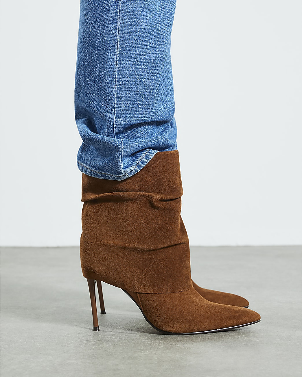 Brown Suede Fold Over Ankle Boots | River Island UK & IE