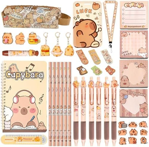 Cute Capybara School Supplies Capybara Stationery Set Includes Gel Pens Pencil Eraser A5 Notebook... | Amazon (US)