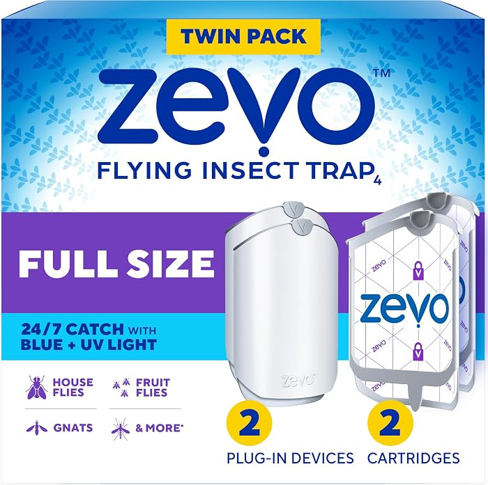 Zevo Flying Insect Trap for Fruit Flies & Gnats, 2 Bases & 2 Refills | Amazon (US)