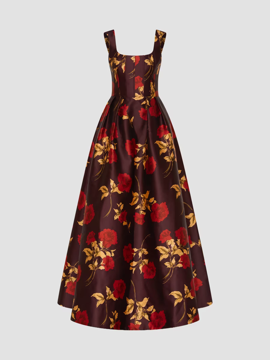 Women's Melora Floral Ball Gown - Merlot Vintage Rose - Size 2 | Saks Fifth Avenue