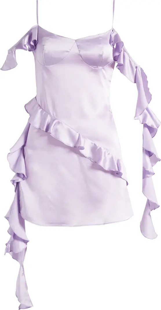 Mistress Rocks Asymmetric Ruffle Satin Minidress | Nordstrom | Nordstrom