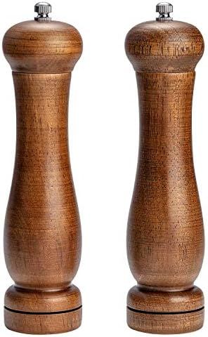 Salt and Pepper Grinder Set Oak Wood, Pepper Mills, Wooden Salt Grinders with Adjustable Ceramic ... | Amazon (US)