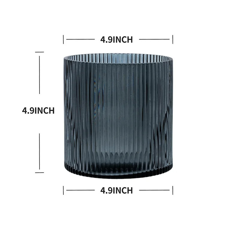 Better Homes & Gardens 5" Decorative Smoke Glass Ribbed Pillar Candle Hurricane, Medium | Walmart (US)