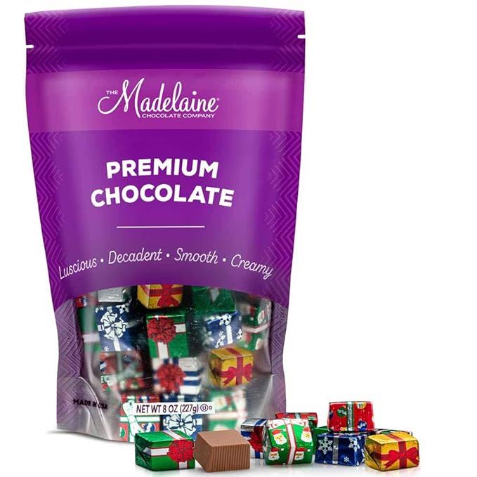 (1/2 LB) Madelaine Solid Premium Milk Chocolate Presents, Wrapped In Italian Foils, Featuring Ass... | Amazon (US)