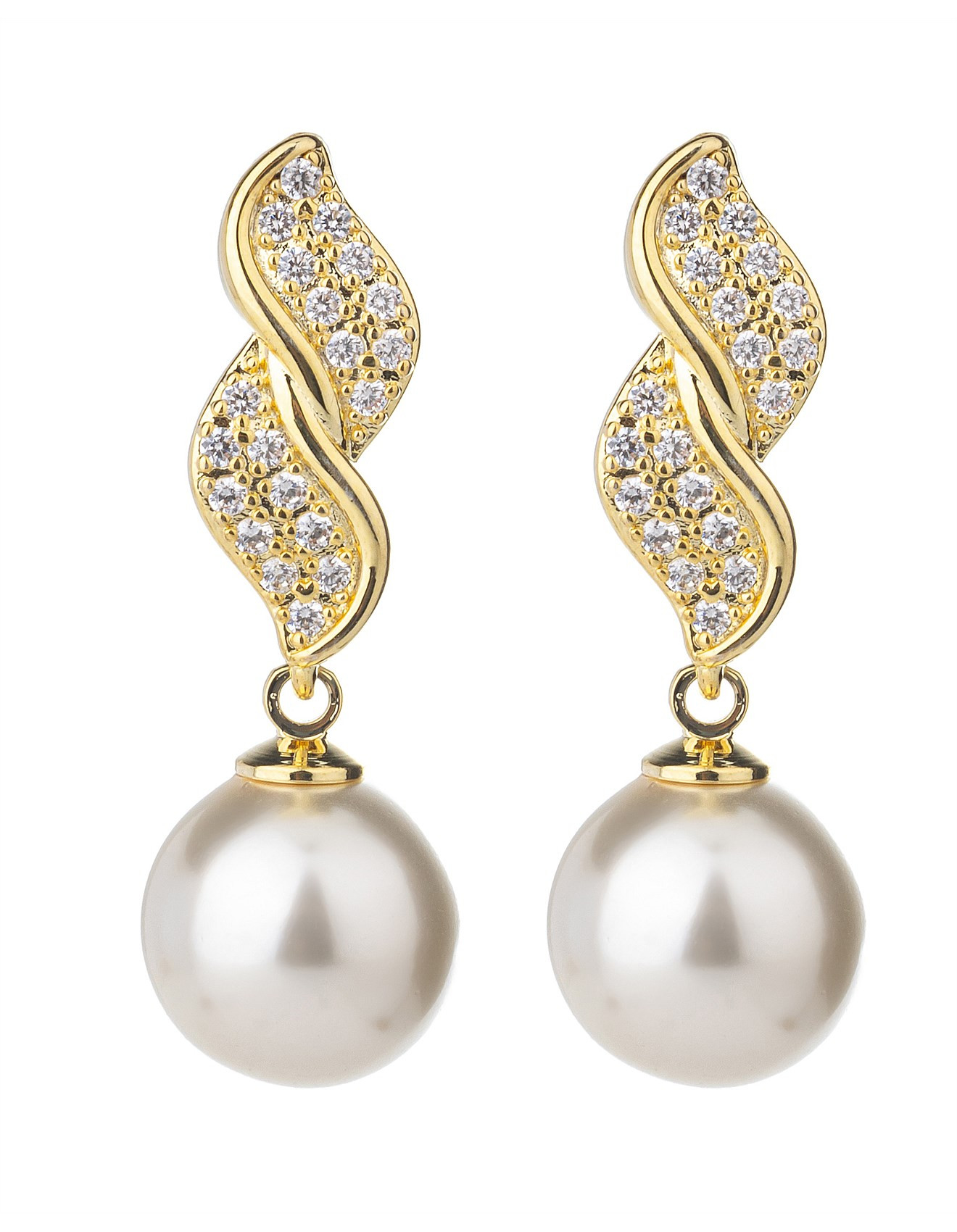 PEARL DROP EARRING WITH CZ TWIST DETAIL | David Jones (Australia & New Zealand)