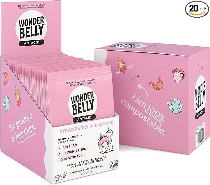 Wonderbelly Antacid, Effective Heartburn and Instant Acid Indigestion Relief, Extra Strength Chew... | Amazon (US)