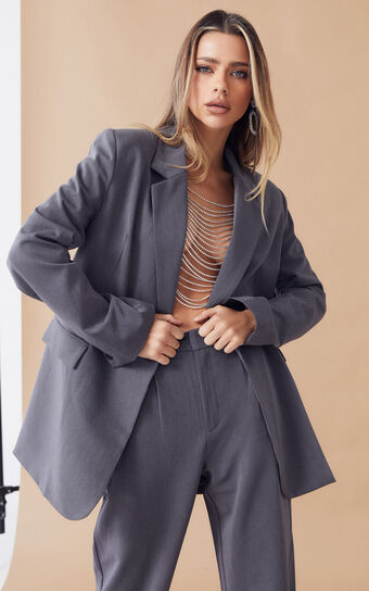 Kitty Oversized Blazer in Charcoal | Showpo (US, UK & Europe)