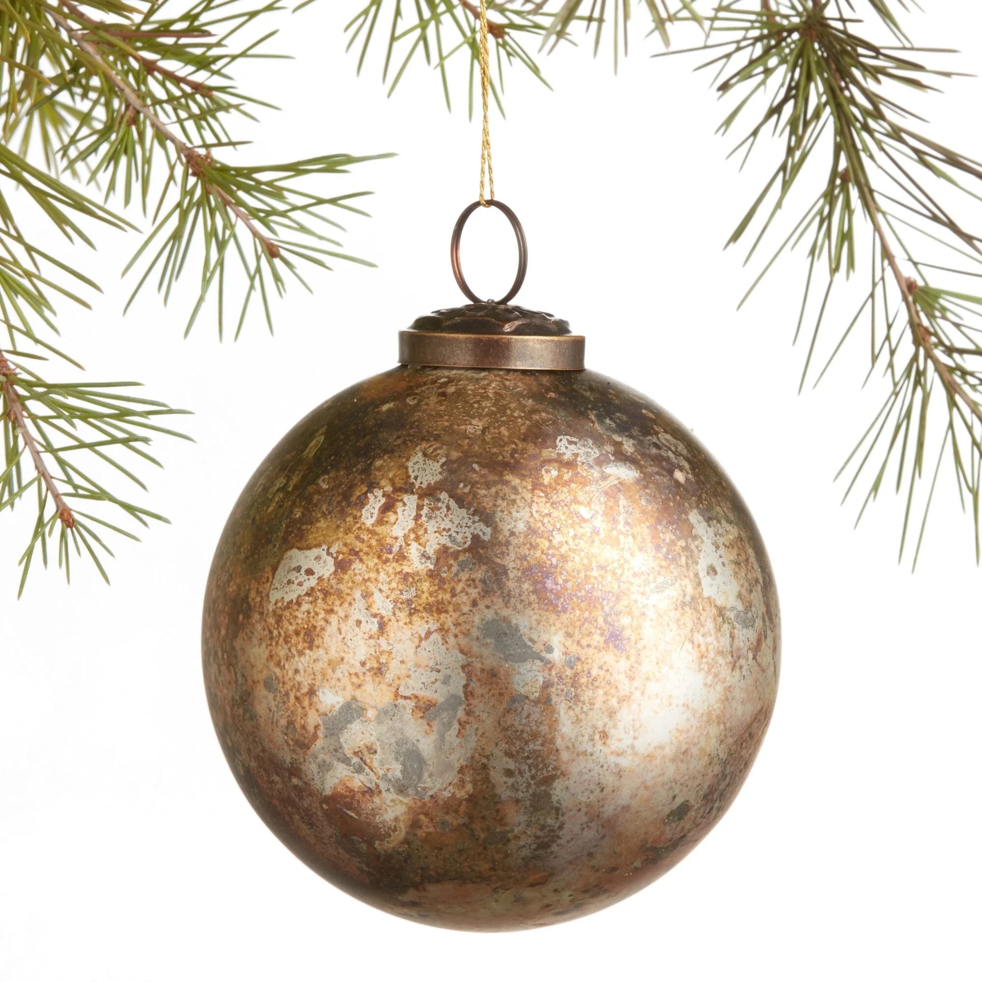 Antique Gold Glass Ball Ornament 4"Dia. Pack of 2 - Walmart.com | Walmart (US)