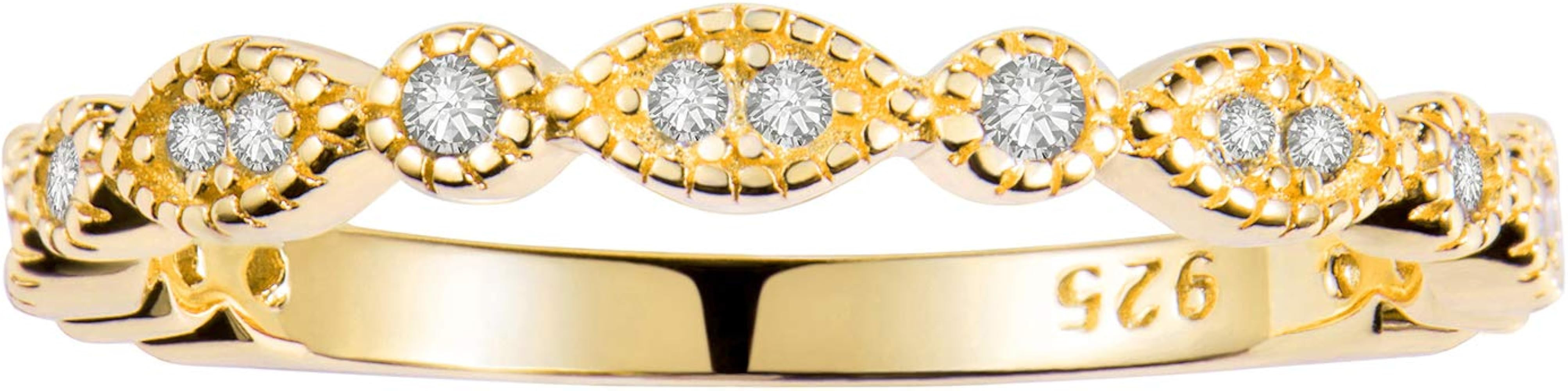 espere Milgrain Marquise & Round Cubic Zirconia Half Eternity Ring Stacking Infinity Wedding Band... | Amazon (US)