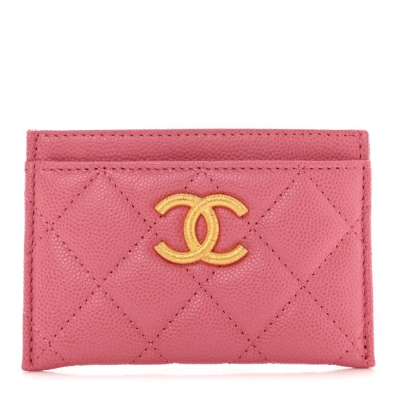 Caviar Quilted CC Card Holder Pink | FASHIONPHILE (US)
