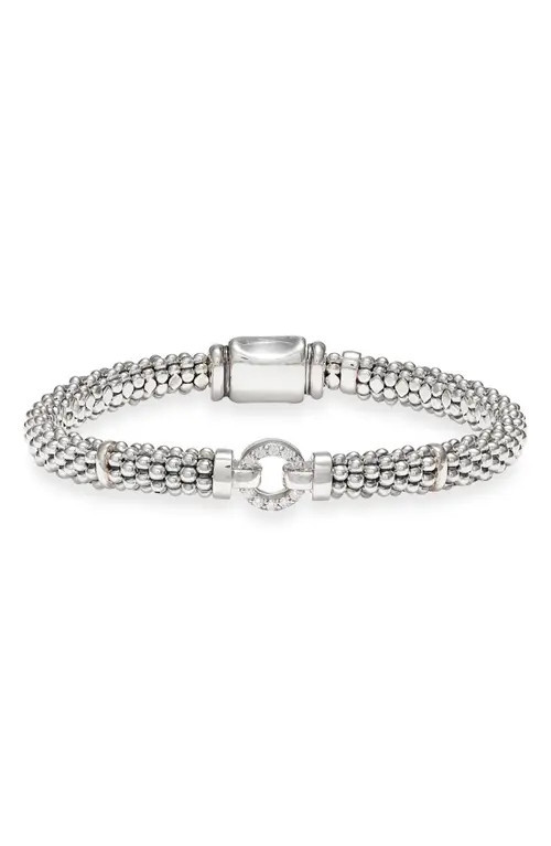 LAGOS Diamond Circle Caviar Bracelet in Silver at Nordstrom, Size 6.5 | Nordstrom