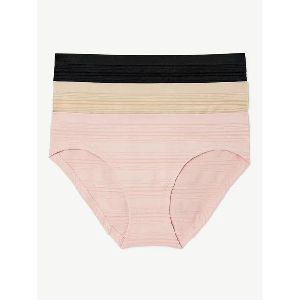 Joyspun Women's Seamless Sheer Stripe Hipster Panties, 3-Pack, Sizes S to 3XL - Walmart.com | Walmart (US)