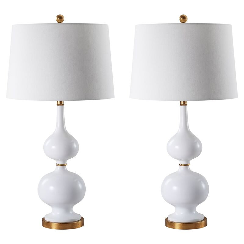 S/2 Grace Table Lamps, White/Gold | One Kings Lane