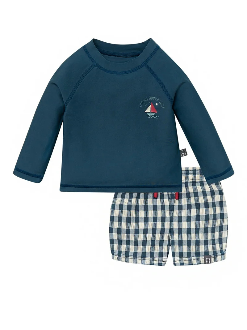 Modern Moments by Gerber Toddler Boy Long Sleeve Rashguard and Short Set, 2-Piece, Sizes 0/3M - 5... | Walmart (US)