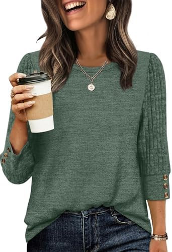 WIHOLL 3/4 Length Sleeve Womens Tops Sweaters Shirts Lightweight Spring Outfits 2026 Winter Cloth... | Amazon (US)