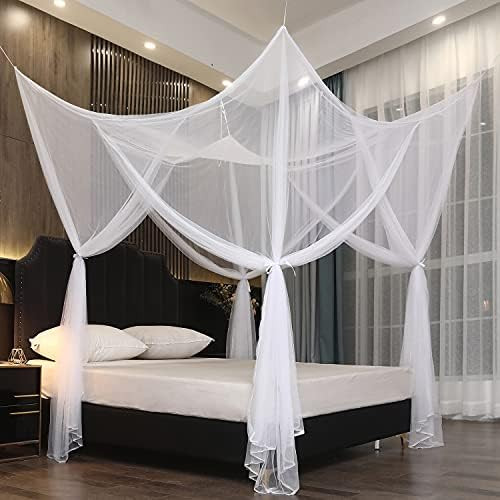Mengersi 4 Corner Post Elegant Mosquito Net Curtain Bed Canopy for Full Queen King Size Bed,Suitable | Amazon (US)