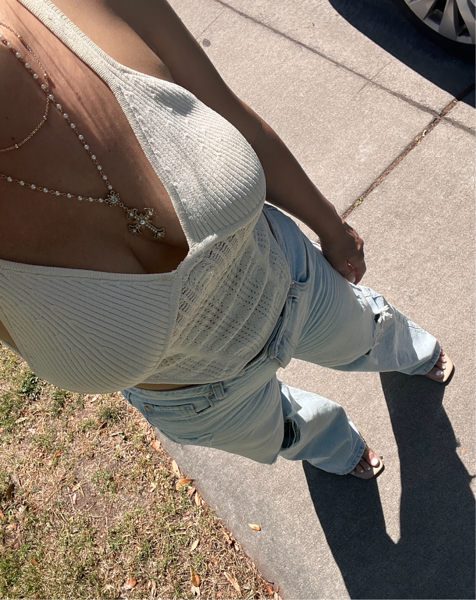 Todays #ootd 🦋✨ #crochetcorset #vintagedenim #garage #beigeaesthetic #crossjewelry 

#LTKFindsUnder100 #LTKSaleAlert #LTKStyleTip