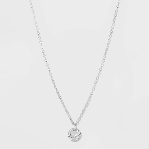 Sterling Silver with Floating Cubic Zirconia Pendant Necklace - A New Day™ Silver | Target