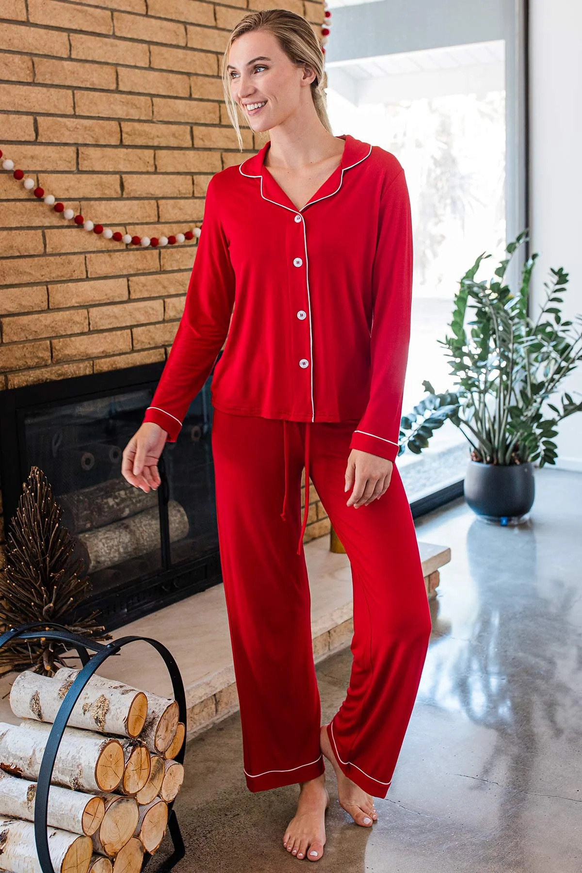 Amber Classic Button Front Bamboo Pajama Set | YALA