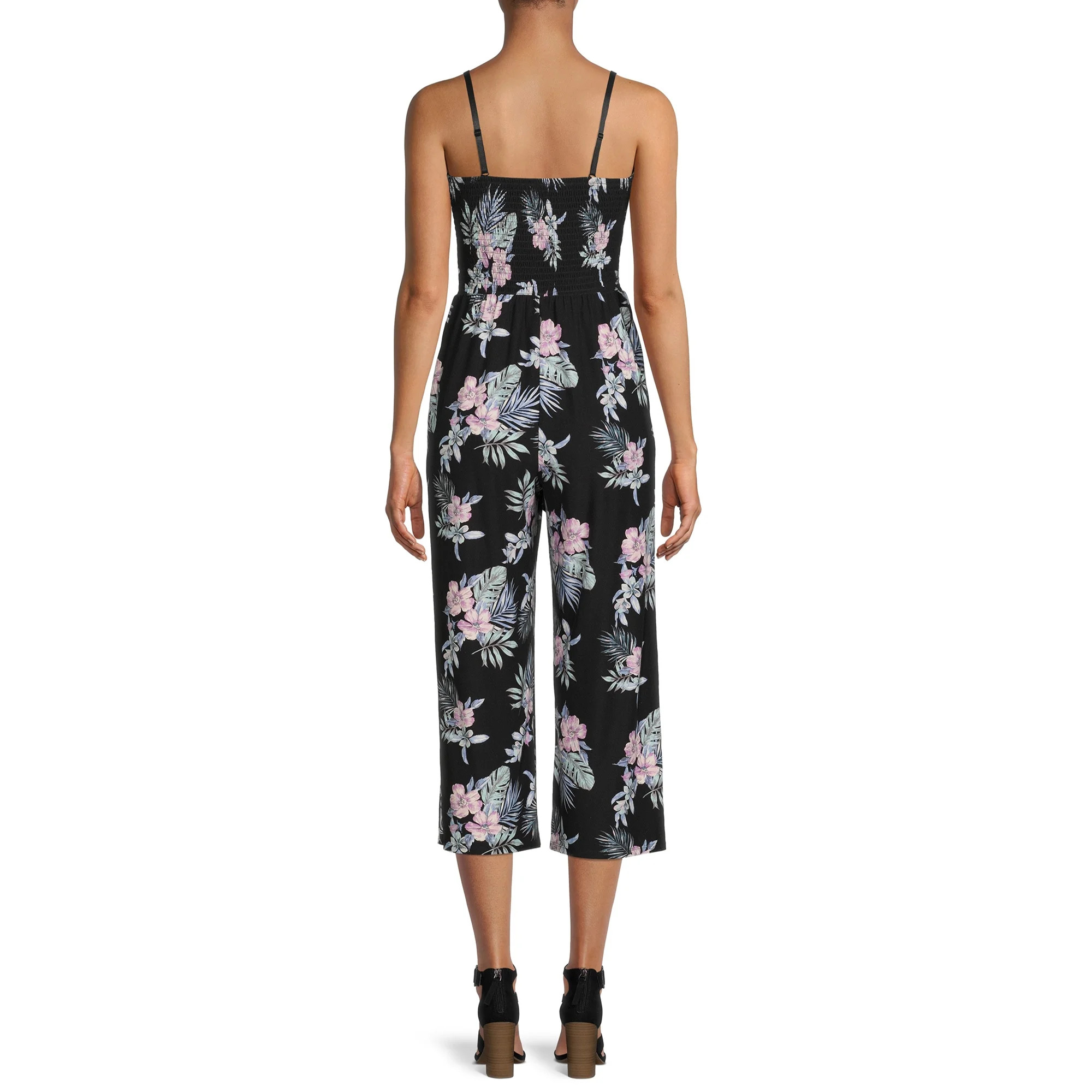 No Boundaries Tie Front Strapless Jumpsuit | Walmart (US)