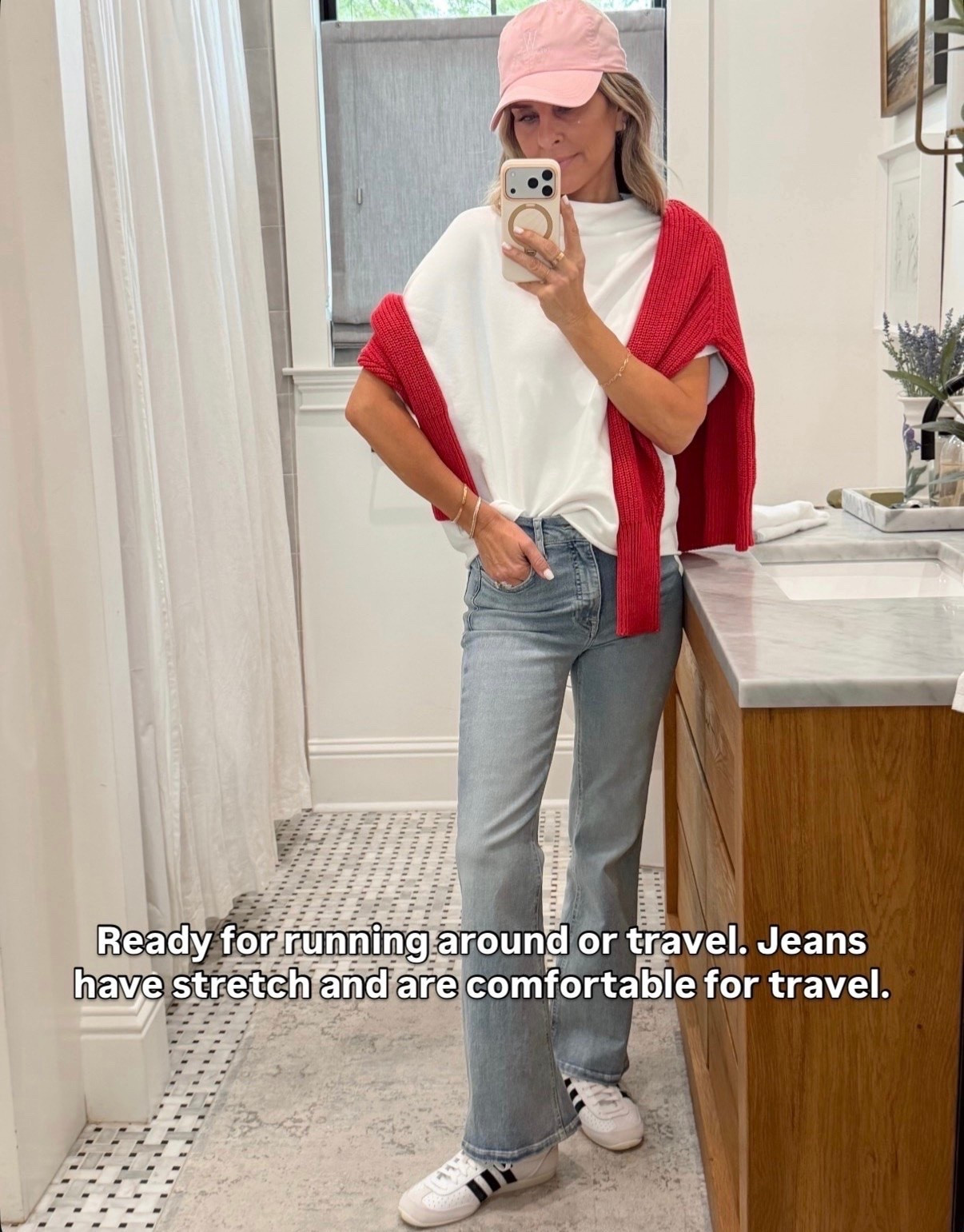 I’m 5’6”
Jeans are very comfy with stretch TTS 
-soft cotton dolman top I love! 
-red sweater is a gorgeous knit!

#LTKootd #LTKdayinmylife #LTKOver40