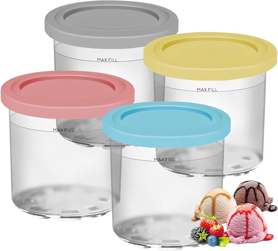 4 Pack Ice Cream Containers Compatible with Ninja Creami NC299AMZ NC300 & NC301 Series Ice Cream ... | Amazon (US)