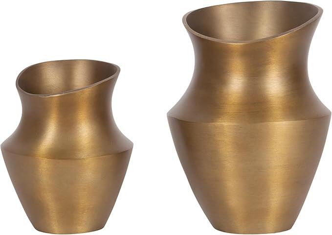 Kate and Laurel Suhana Two-Piece Vintage Metal Vase Set, Set of 2, Brass, Decorative Classic Cast... | Amazon (US)