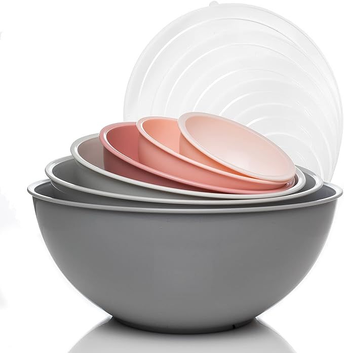 COOK WITH COLOR Mixing Bowls with Lids - 12 Piece Plastic Nesting Bowls Set includes 6 Prep Bowls... | Amazon (US)