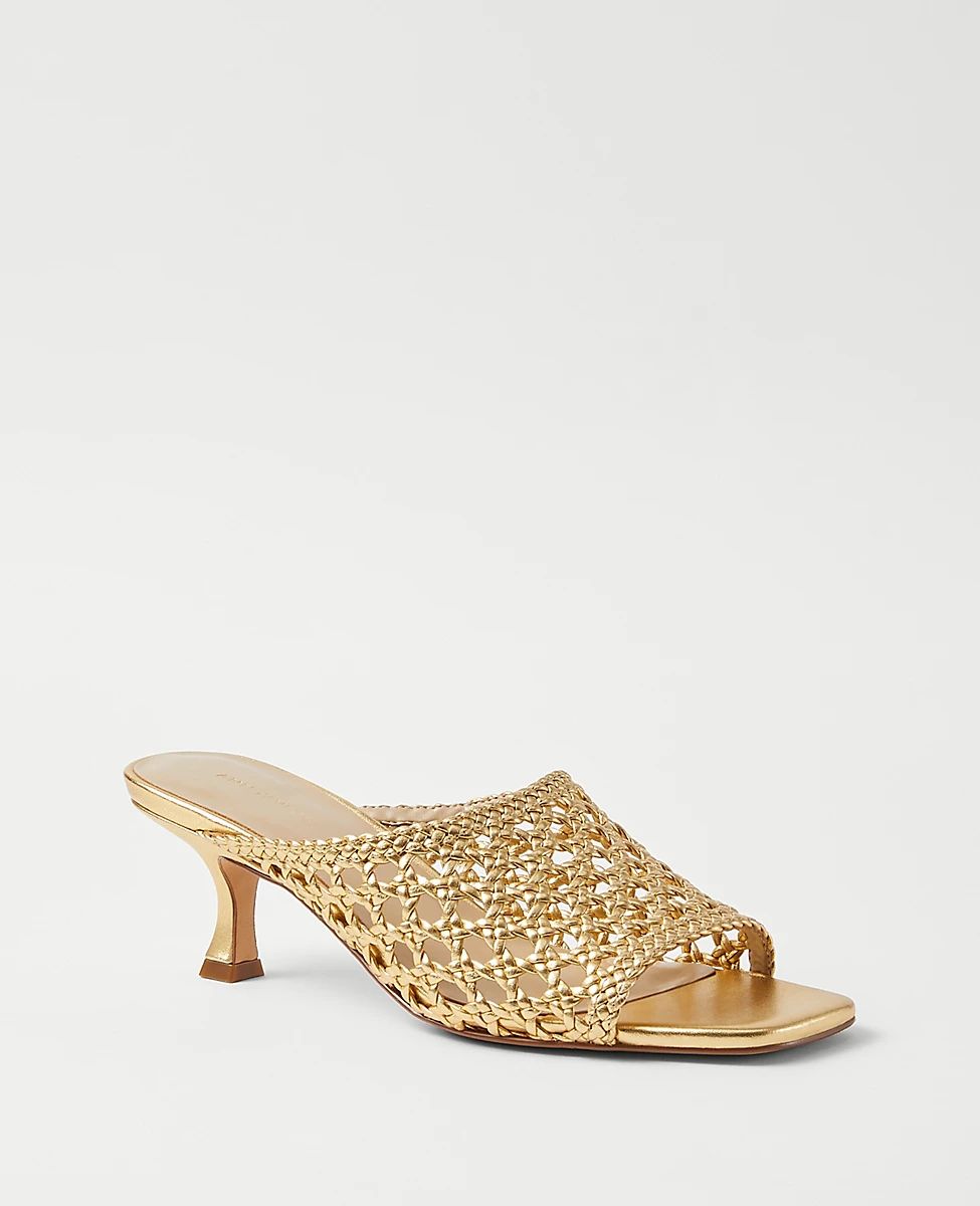 Woven Leather Mule Sandals | Ann Taylor (US)