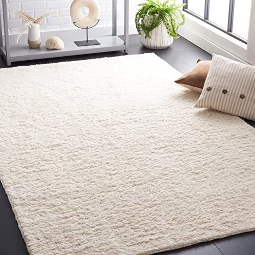 Safavieh Casablanca Collection 8' x 10' Ivory CSB792A Handmade Solid Wool 0.8-inch Thick Area Rug | Amazon (US)