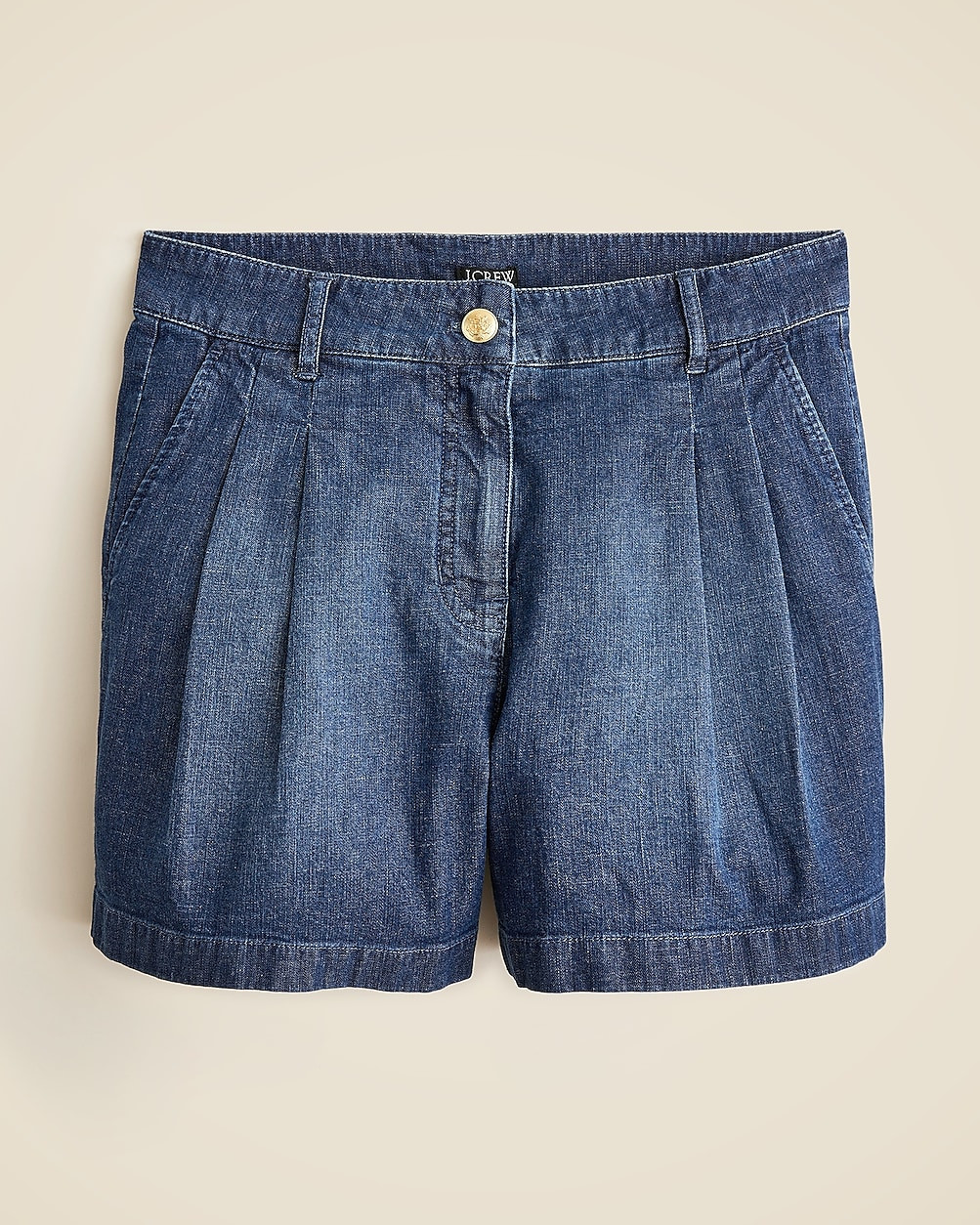 Pleated short in drapey denim | J. Crew US