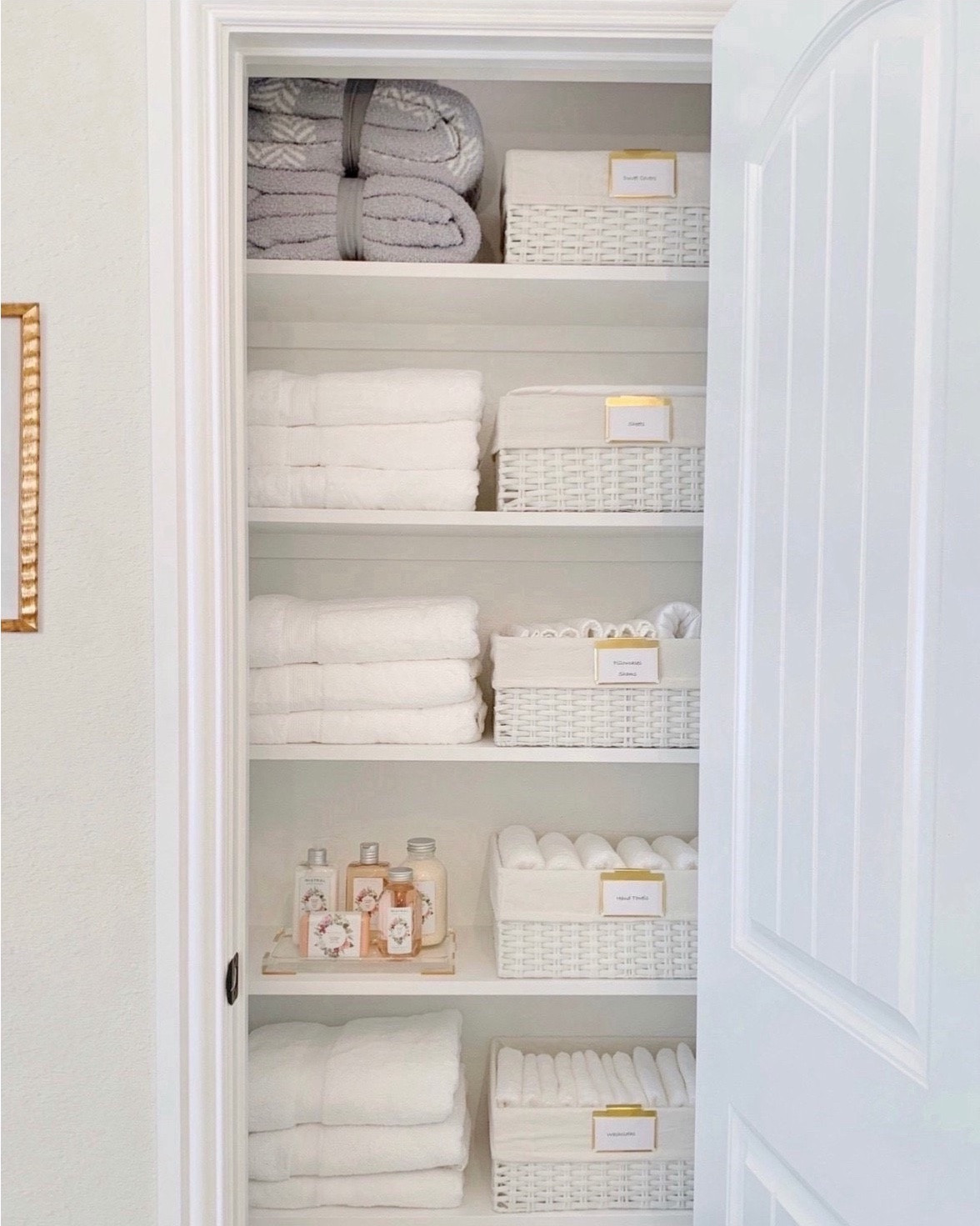 Linen closet organization white storage bins

#LTKHome #LTKSaleAlert