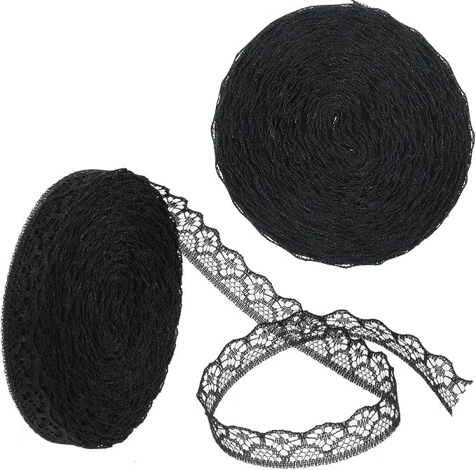 40 Yards Black Lace Ribbon, 0.6 in Vintage Lace Trim Ribbon for Gift Wrapping Sewing DIY Crafts W... | Amazon (US)