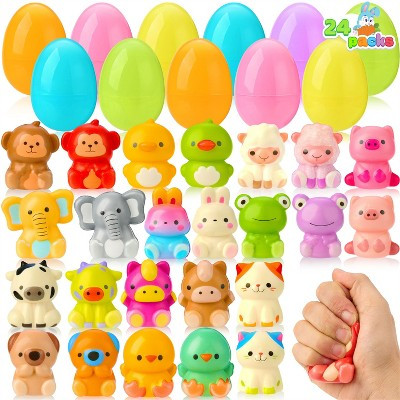 Joyfy 24 Packs Prefilled Easter Eggs with Squishy Toys, Cute Animal Squeeze Toy for Kids Easter Egg Hunt, Party Favor, Basket Fillers, Classroom Prize | Target