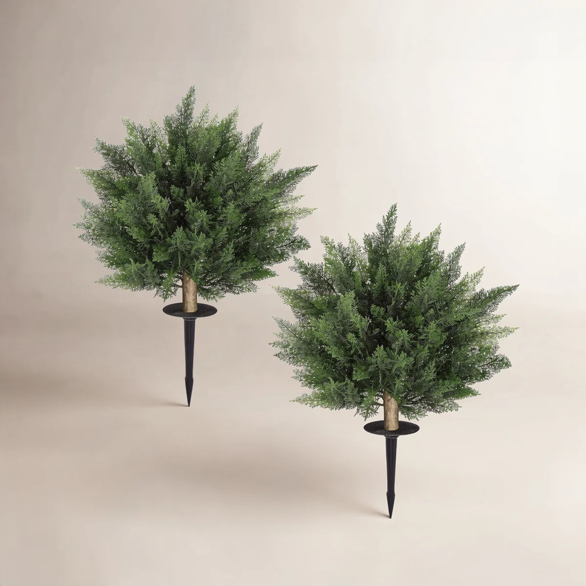 22" Artificial Cedar Topiary Outdoor Faux Plants With Ground Spikes (Set of 2) | Wayfair North America