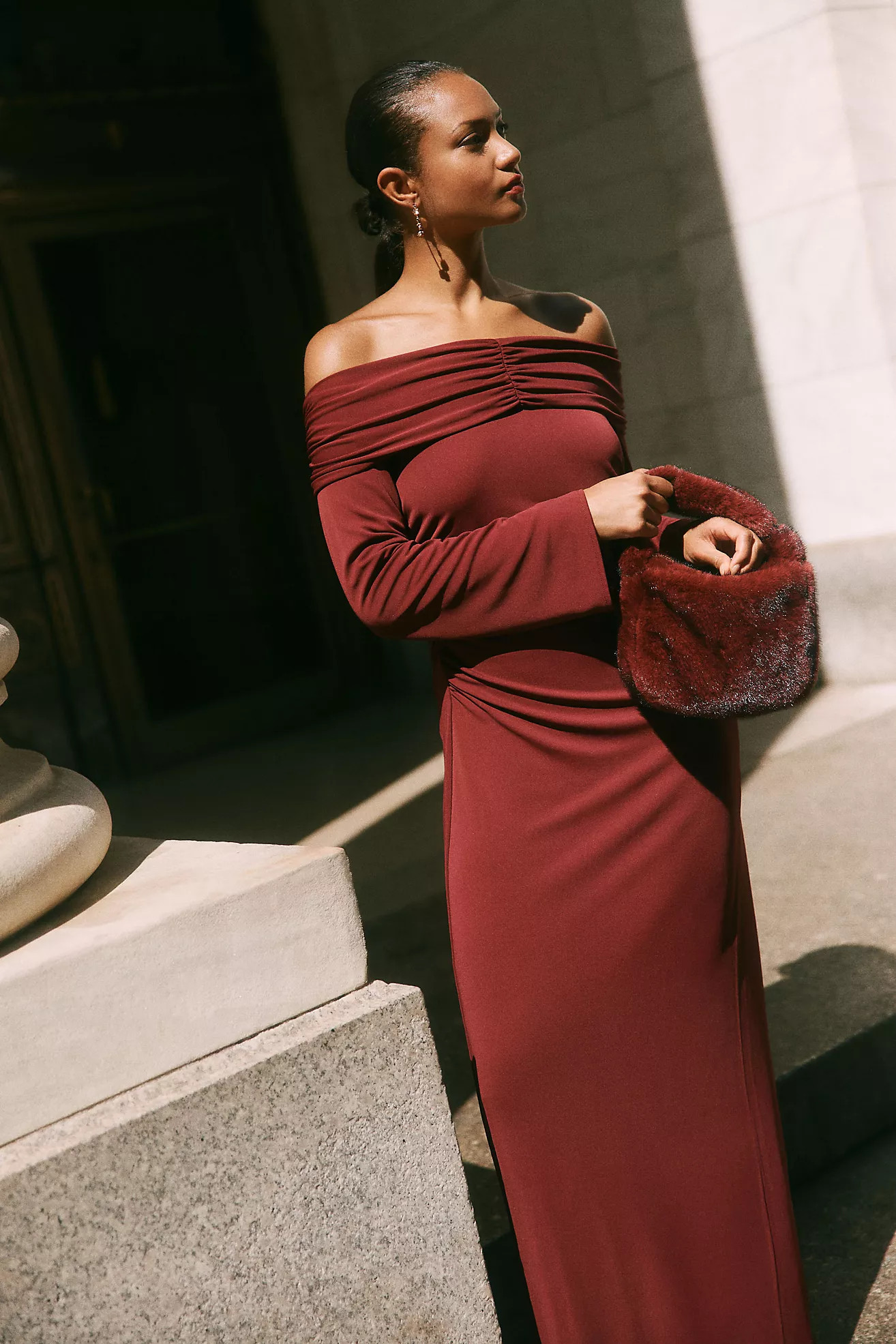 BHLDN Off-Shoulder Bell-Sleeve Stretch Jersey Maxi Dress | Anthropologie (US)