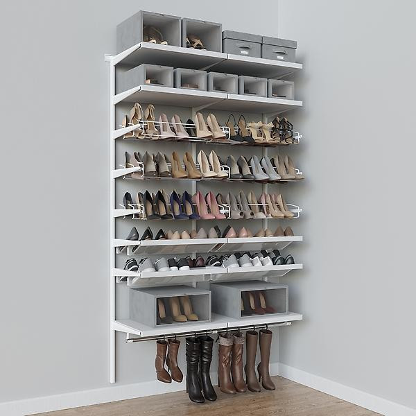 Elfa D&eacute;cor 4' White Shoe Wall | The Container Store
