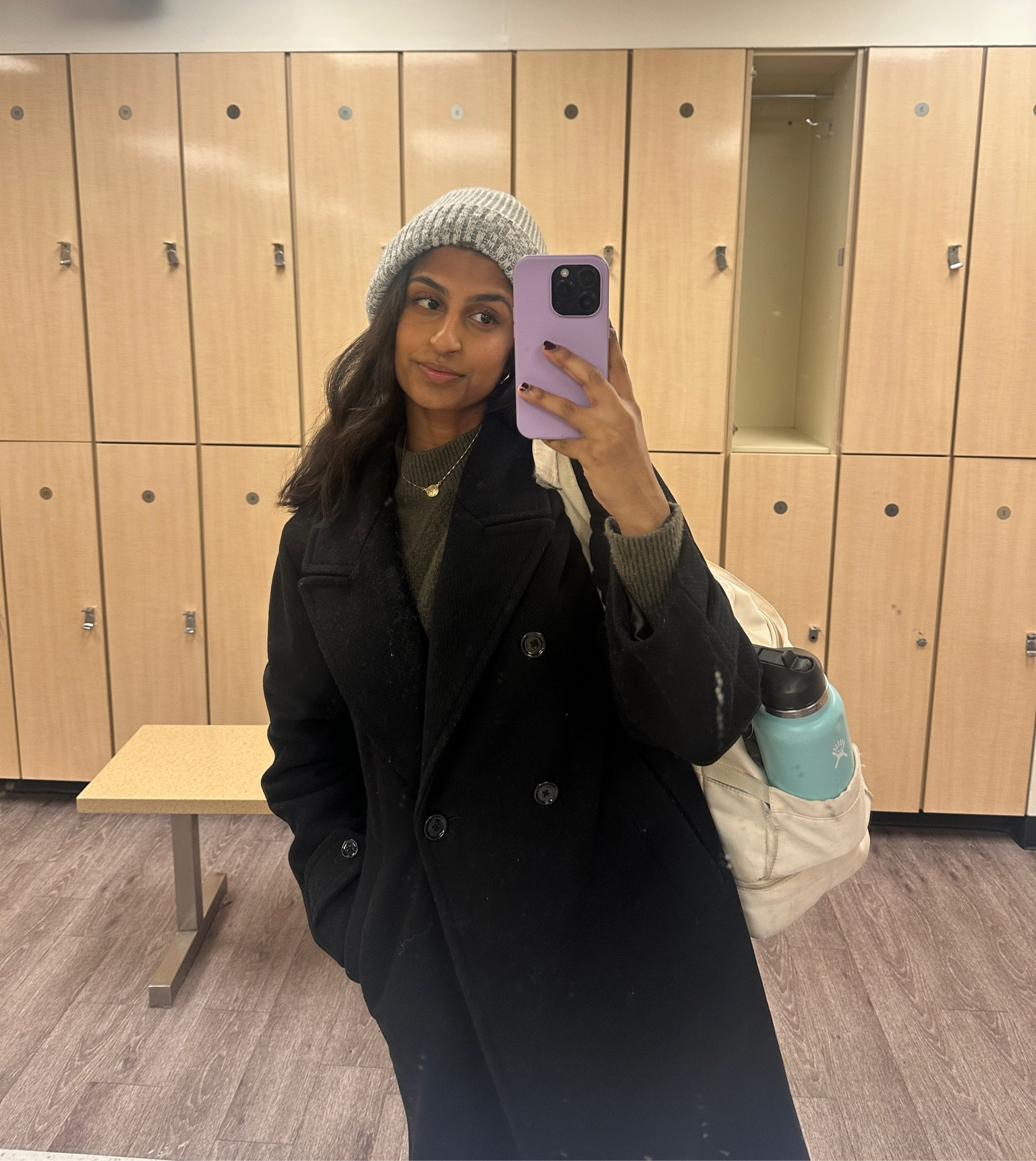 Gym locker room selfie to switch it up! Super bundled cuz today was below freezing 🥶

The hat is the “winter lined Pom hat” from LL Bean! I’ve linked a similar version 

Winter hat womens winter outfit fashion trench coat mango gym bag hydroflask

#LTKStyleTip #LTKSeasonal #LTKWorkwear
