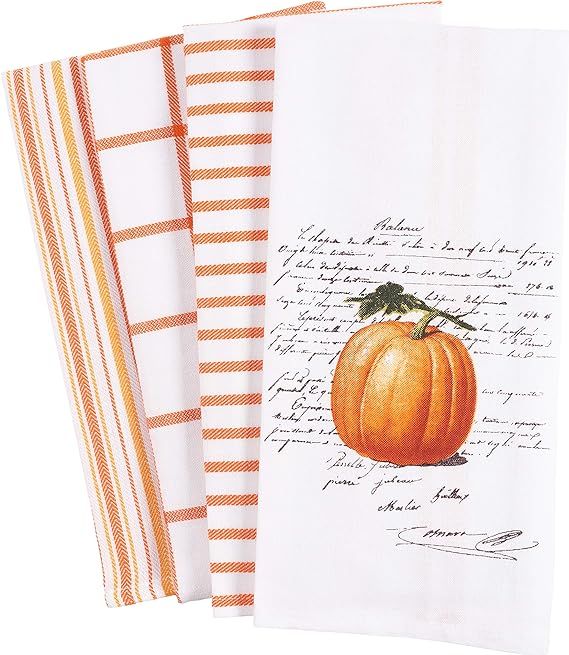 Pantry Kitchen Holiday Dish Towel Set of 4, 100-Percent Cotton, 18 x 28-inch (Pumpkin Words) | Amazon (US)