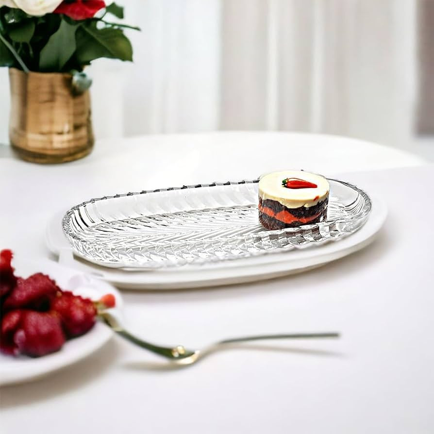 Crystal Glass Serving Plates Set of 2 – Elegant Buffet, Dessert & Breakfast Plates | Amazon (US)