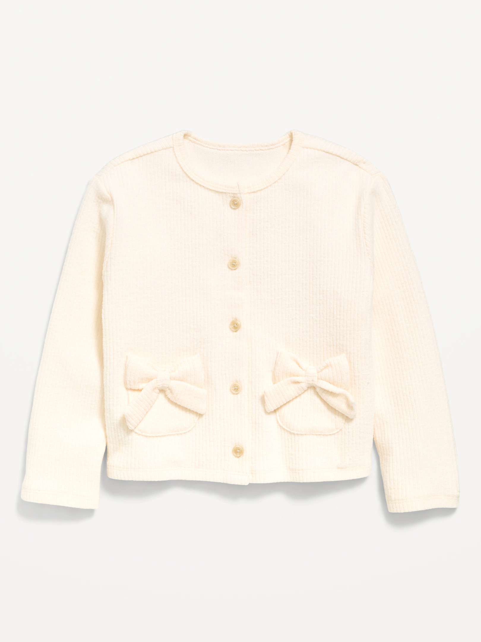 Cozy Ribbed Bow-Pocket Cardigan Sweater for Toddler Girls | Old Navy (US)