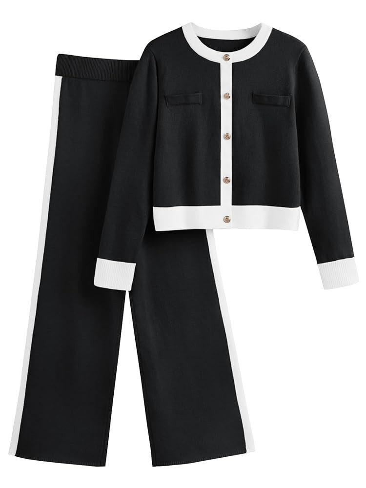 LILLUSORY Womens Lounge Sweater Sets 2 Piece Set Matching Cardigan Sweaters and Wide Leg Pants Fa... | Amazon (US)