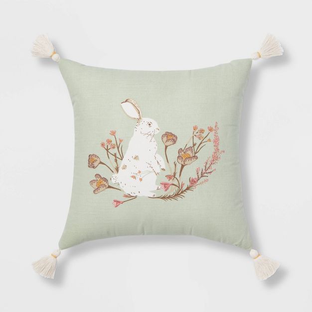 Bunny Square Throw Pillow Green - Threshold™ | Target