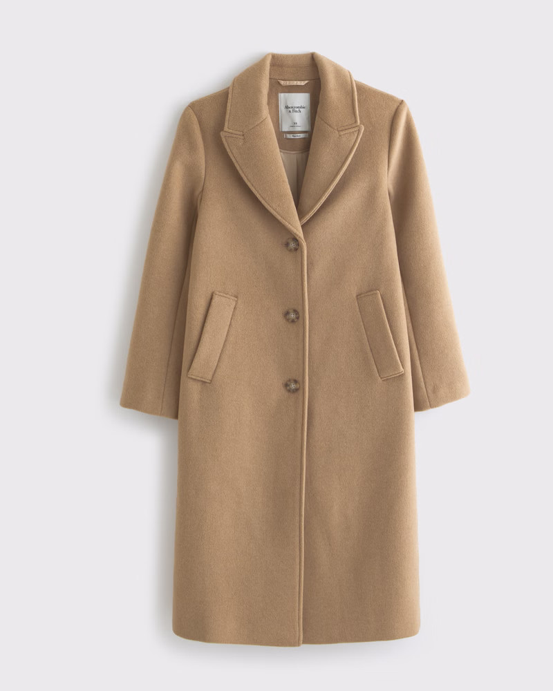 Wool-Blend Tailored Topcoat | Abercrombie & Fitch (US)