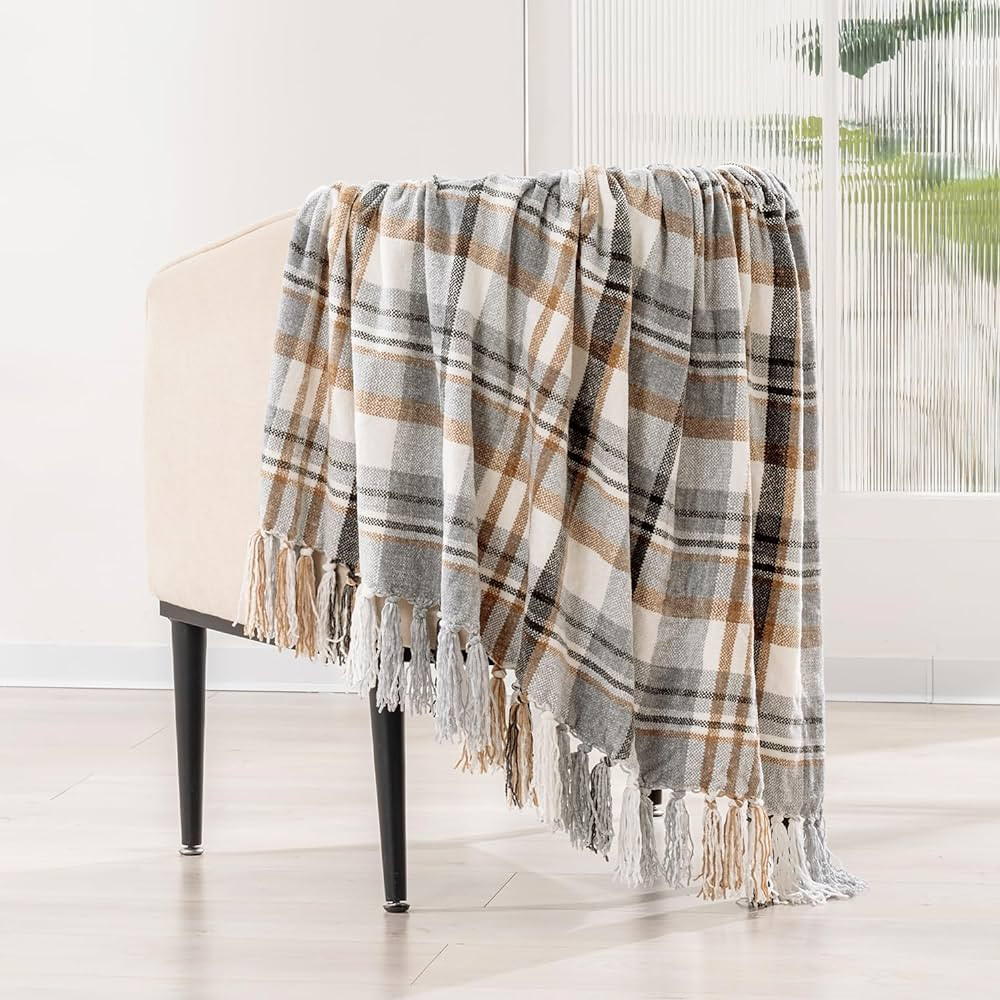 EVERGRACE Plaid Chenille Throw Blanket for Couch, Super Soft Cozy Decorative Farmhouse Plaid Thro... | Amazon (US)