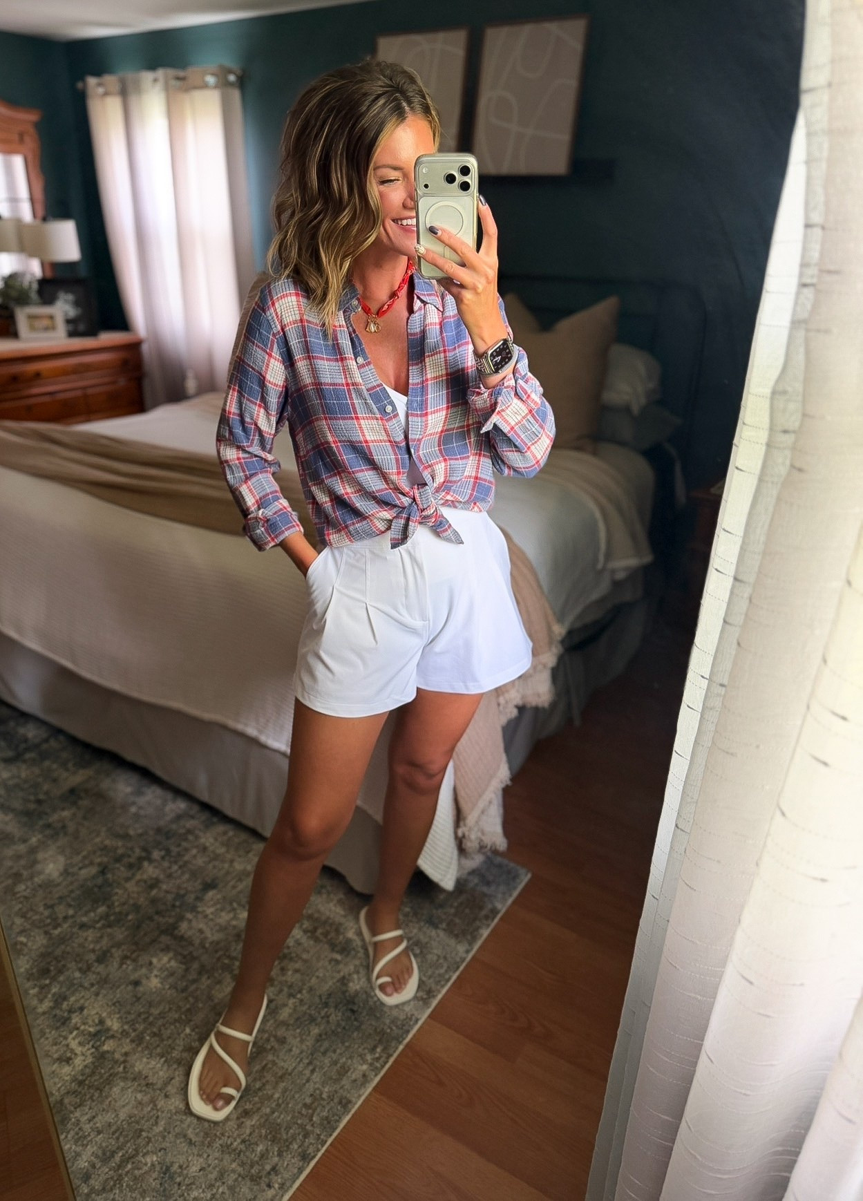 Festive look for the 4th. 🇺🇸 
These white shorts are fantastic, not see through and very comfortable. 
Top/ small
Shorts/ small (they run big)

#LTKSeasonal #LTKOver40 #LTKootd